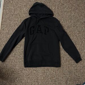 GAP Men's Black Zip-Up Hoodie with Embossed Logo